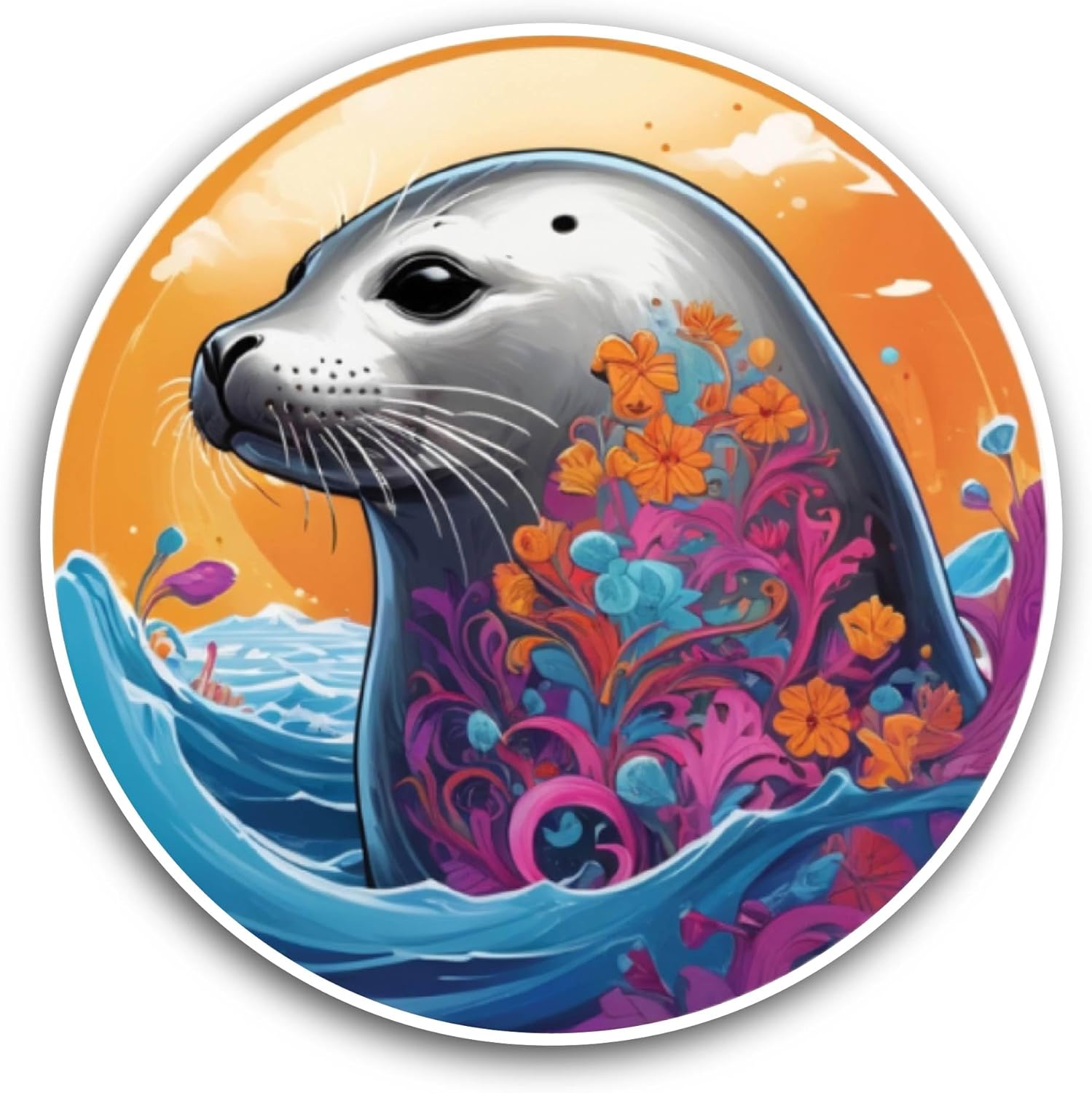 2 (Pieces) 3" and 5" Colorful Seal Sticker, Waterproof Vinyl Decals for Many Purpose Like Cars, Trucks, Laptops, Phones, Windows and More