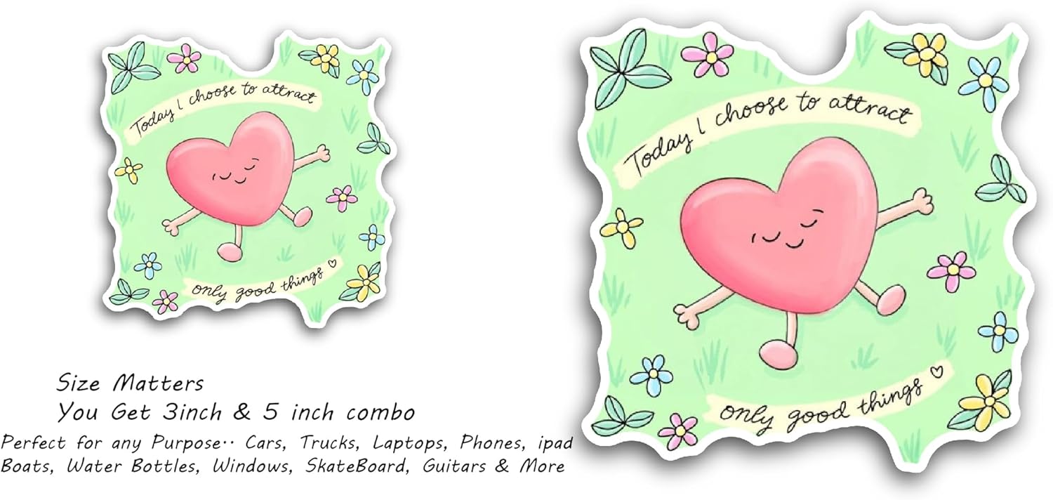 2 (Pieces) 3" and 5" Today I Choose to Attract Text Sticker, Waterproof Vinyl Decals for Many Purpose Like Cars, Trucks, Laptops, Phones, Windows and More