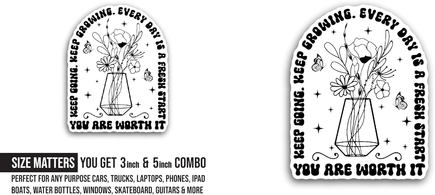 2 (Pieces) 3" and 5" You are Worth It Text Sticker, Waterproof Vinyl Decals for Many Purpose Like Cars, Trucks, Laptops, Phones, Windows and More