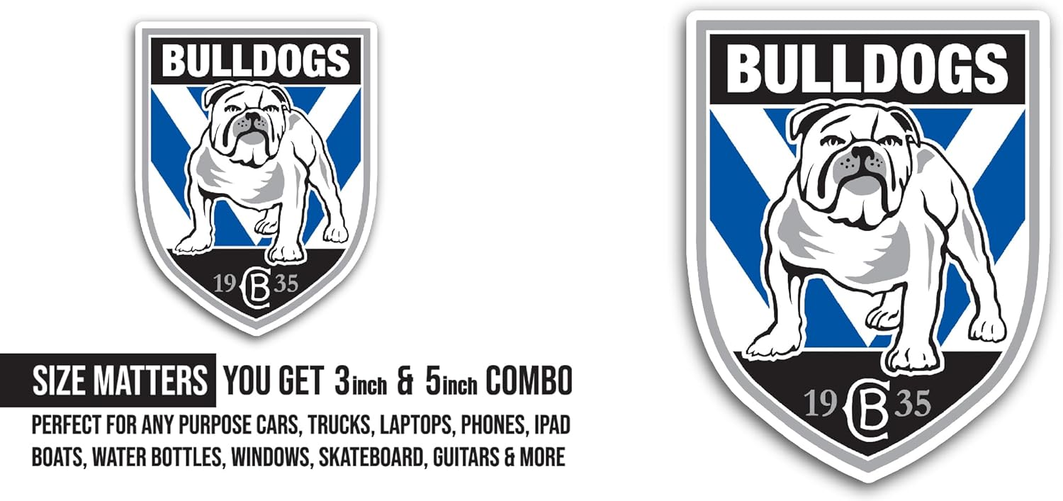 2 (Pieces) 3" and 5" Canterbury Bulld0gs Sticker, Waterproof Vinyl Decals for Many Purpose Like Cars, Trucks, Laptops, Phones, Windows and More