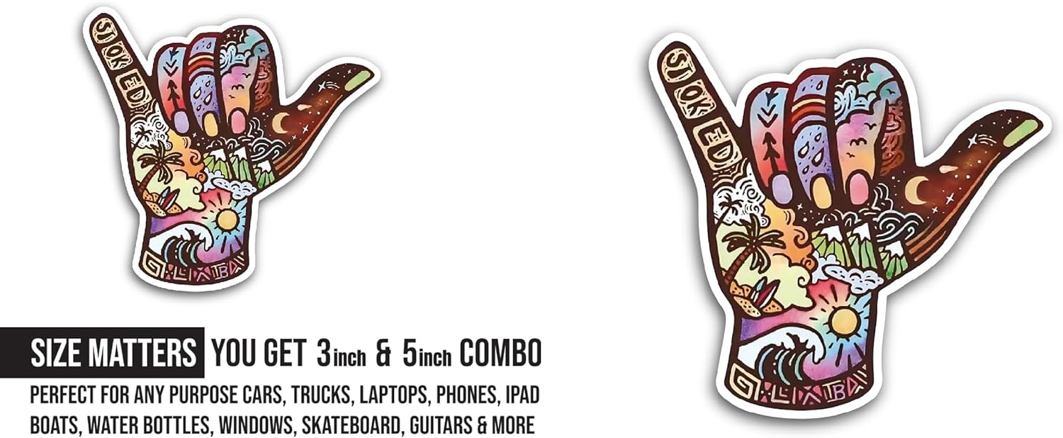 2 (Pieces) 3" and 5" Hand Sign Sticker, Waterproof Vinyl Decals for Many Purpose Like Cars, Trucks, Laptops, Phones, Windows and More