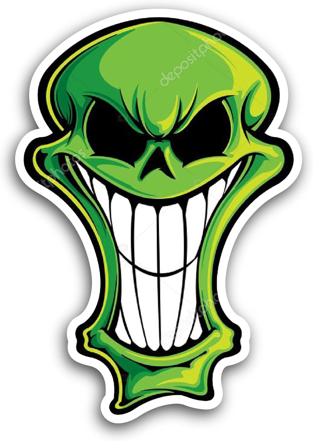 2 (Pieces) 3" and 5" Green Scary Skull Sticker, Waterproof Vinyl Decals for Many Purpose Like Cars, Trucks, Laptops, Phones, Windows and More