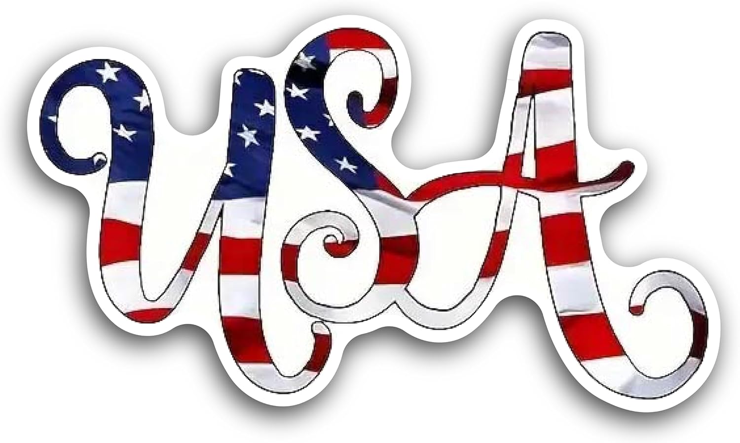 2 (Pieces) 3" and 5" USA Word in American Flag Color Decal Sticker, Waterproof Vinyl Decals for Many Purpose Like Cars, Trucks, Laptops, Phones, Windows and More
