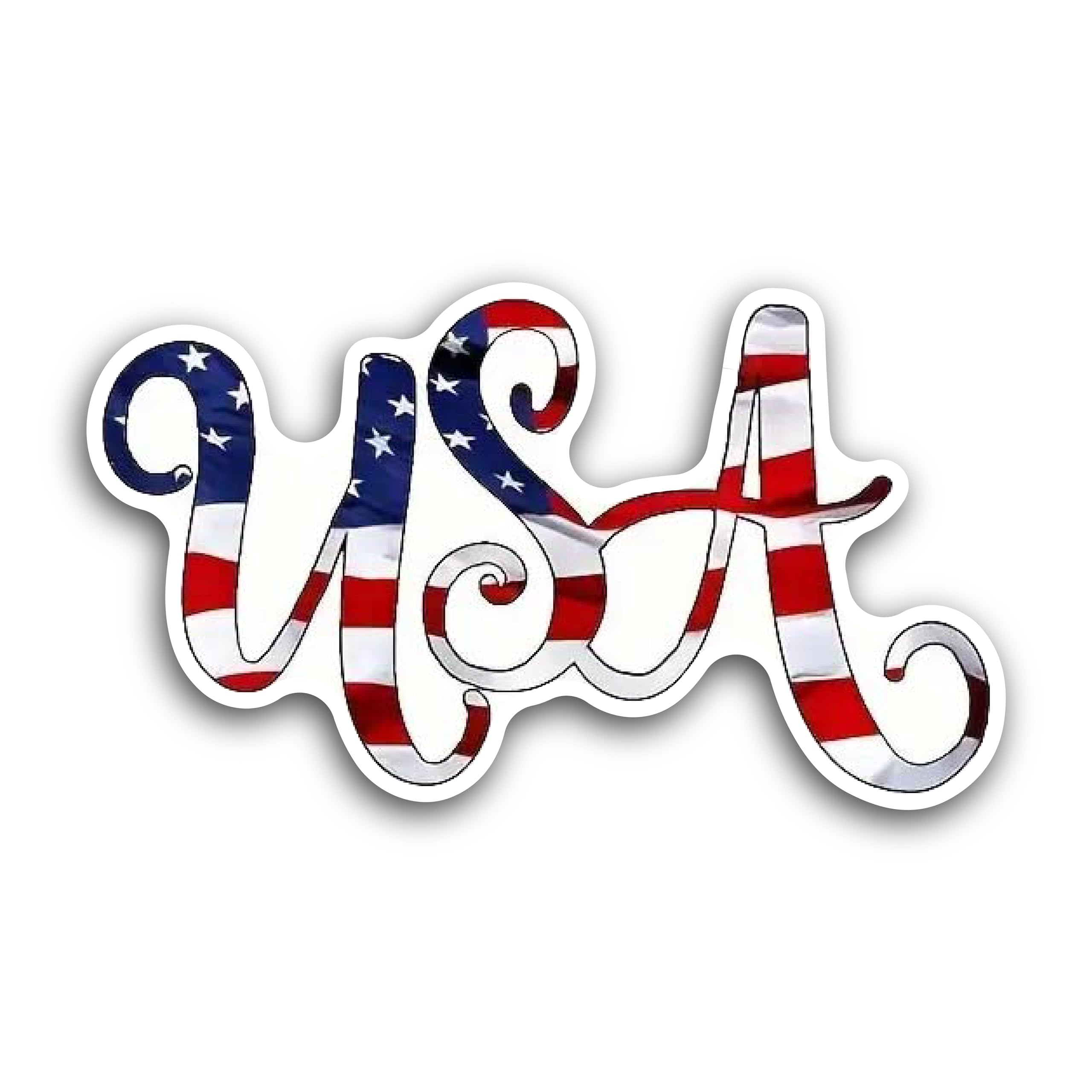 2 (Pieces) 3" and 5" USA Word in American Flag Color Decal Sticker, Waterproof Vinyl Decals for Many