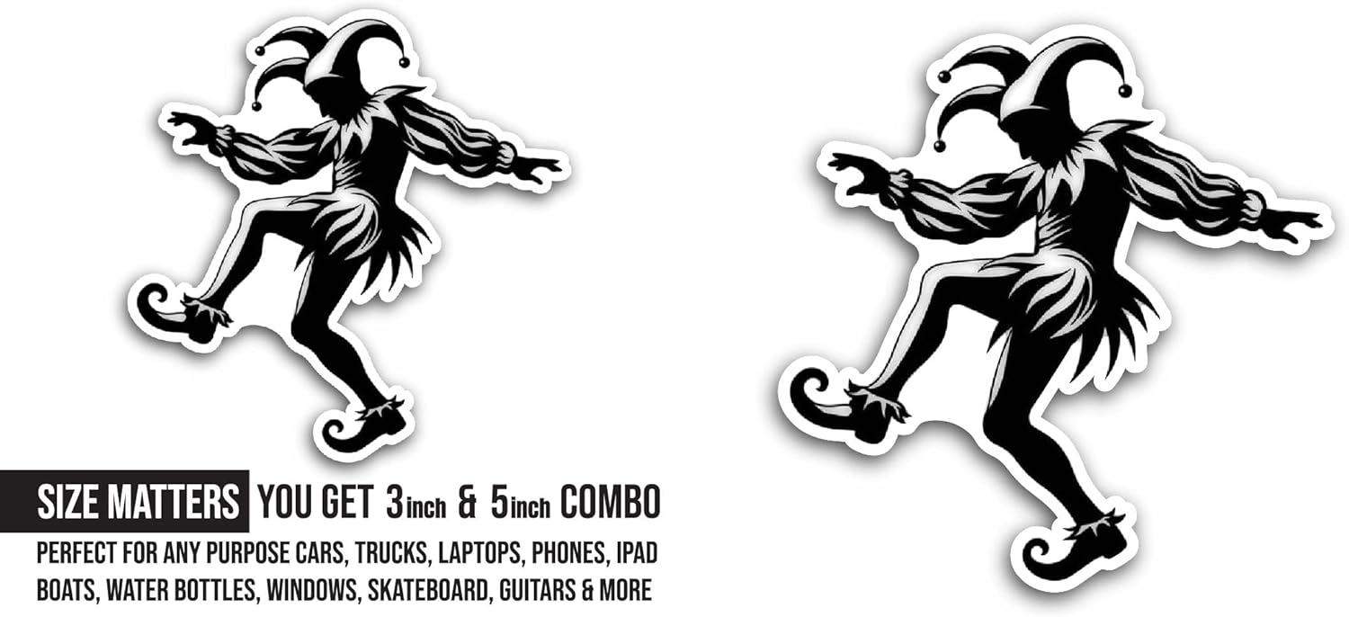 2 (Pieces) 3" and 5" Joker Silhouette Sticker, Waterproof Vinyl Decals for Many Purpose Like Cars, Trucks, Laptops, Phones, Windows and More