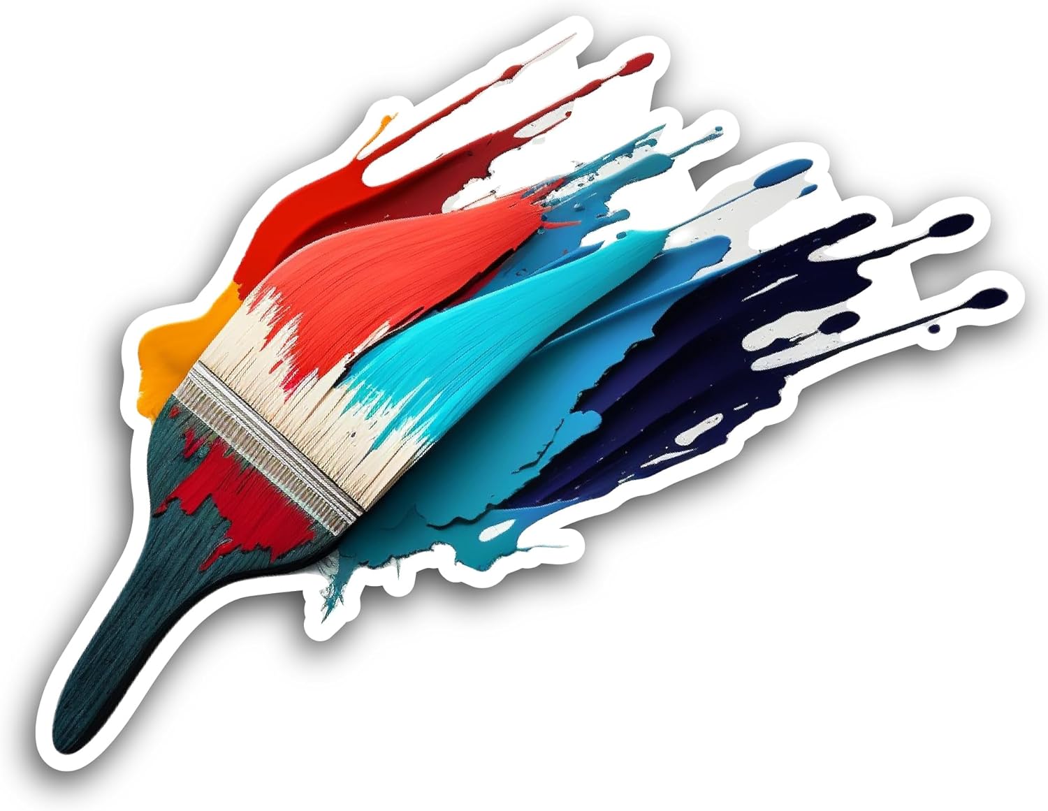 2 (Pieces) 3" and 5" Colorful Paintbrush Sticker, Waterproof Vinyl Decals for Many Purpose Like Cars, Trucks, Laptops, Phones, Windows and More