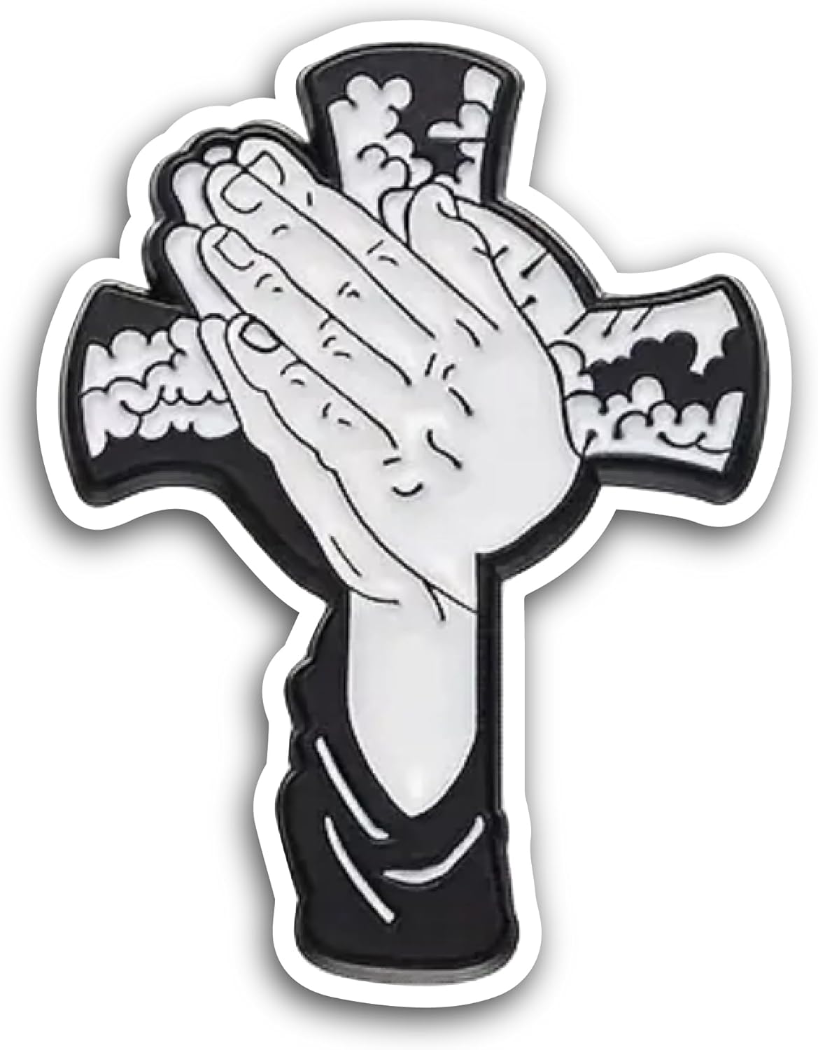 2 (Pieces) 3" and 5" Praying Hands with Cross Sticker, Waterproof Vinyl Decals for Many Purpose Like Cars, Trucks, Laptops, Phones, Windows and More