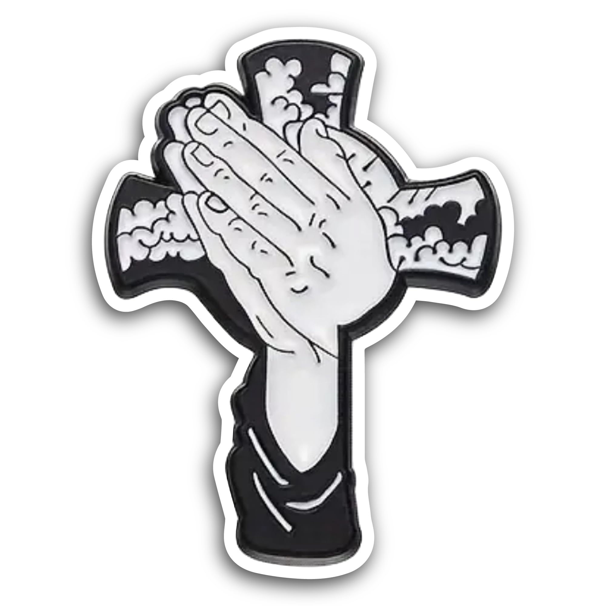2 (Pieces) 3" and 5" Praying Hands with Cross Sticker, Waterproof Vinyl Decals for Many Purpose Like