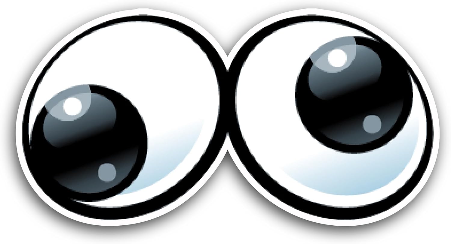 2 (Pieces) 3" and 5" Eye Balls Opposite Directions Decal Sticker, Waterproof Vinyl Decals for Many Purpose Like Cars, Trucks, Laptops, Phones, Windows and More