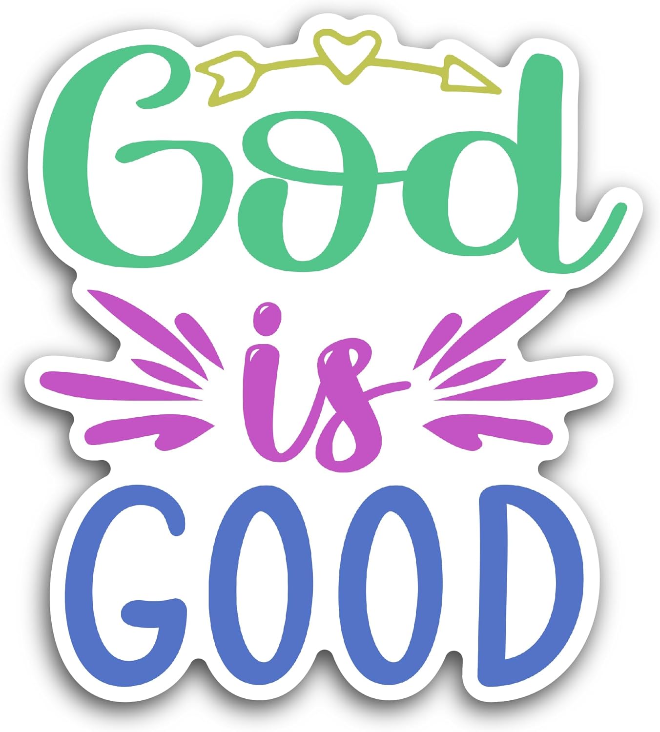 2 (Pieces) 3" and 5" God is Good Colorful Text Sticker, Waterproof Vinyl Decals for Many Purpose Like Cars, Trucks, Laptops, Phones, Windows and More