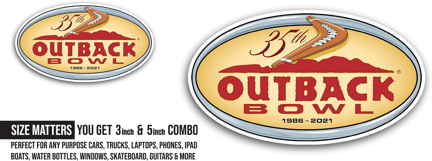 2 (Pieces) 3" and 5" Outback B0wl Sticker, Waterproof Vinyl Decals for Many Purpose Like Cars, Trucks, Laptops, Phones, Windows and More