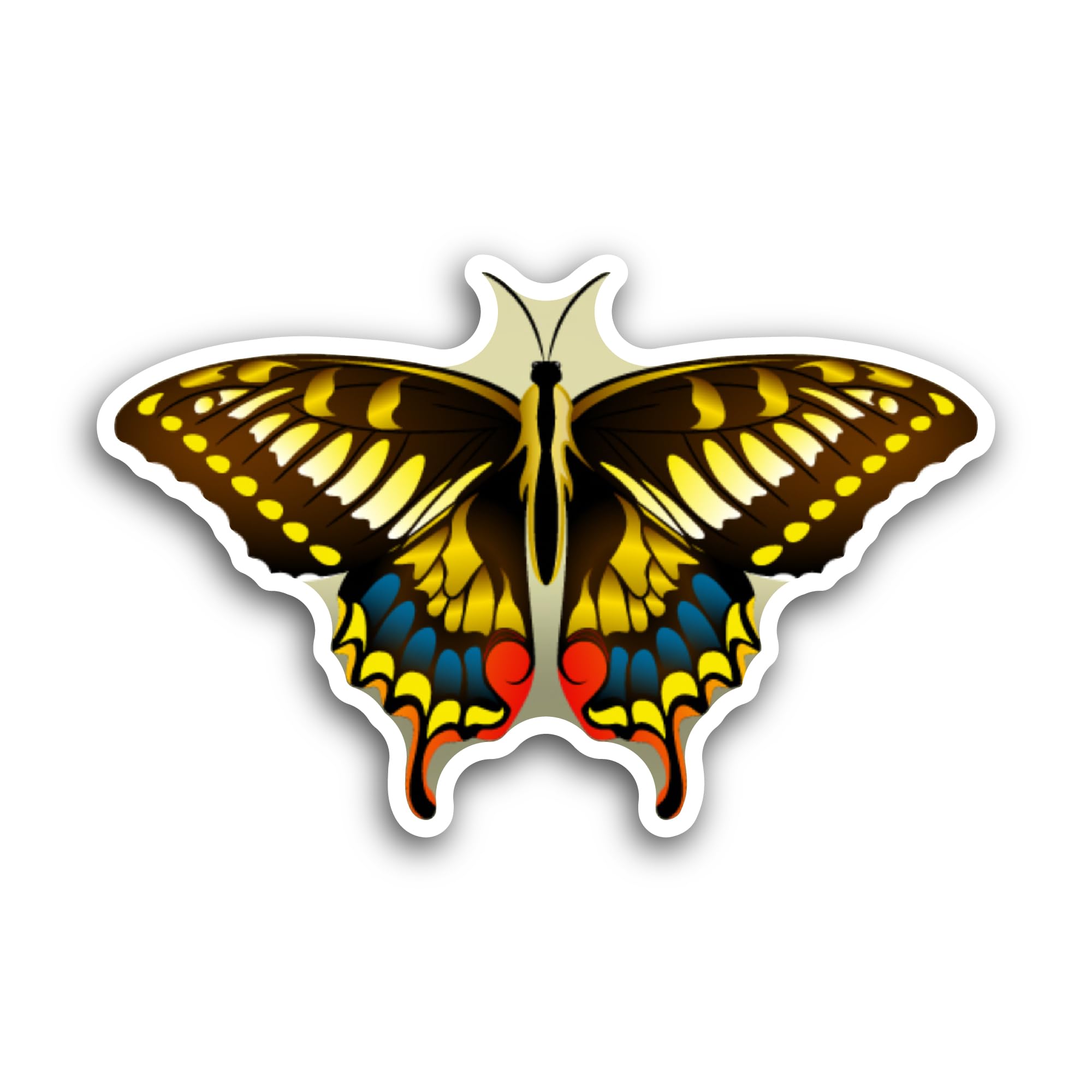 2 (Pieces) 3" and 5" Black Yellow Butterfly Sticker, Waterproof Vinyl Decals for Many Purpose Like C