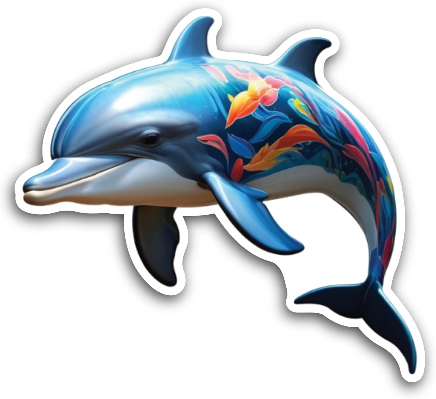 2 (Pieces) 3" and 5" Cute Dolphin Sticker, Waterproof Vinyl Decals for Many Purpose Like Cars, Trucks, Laptops, Phones, Windows and More