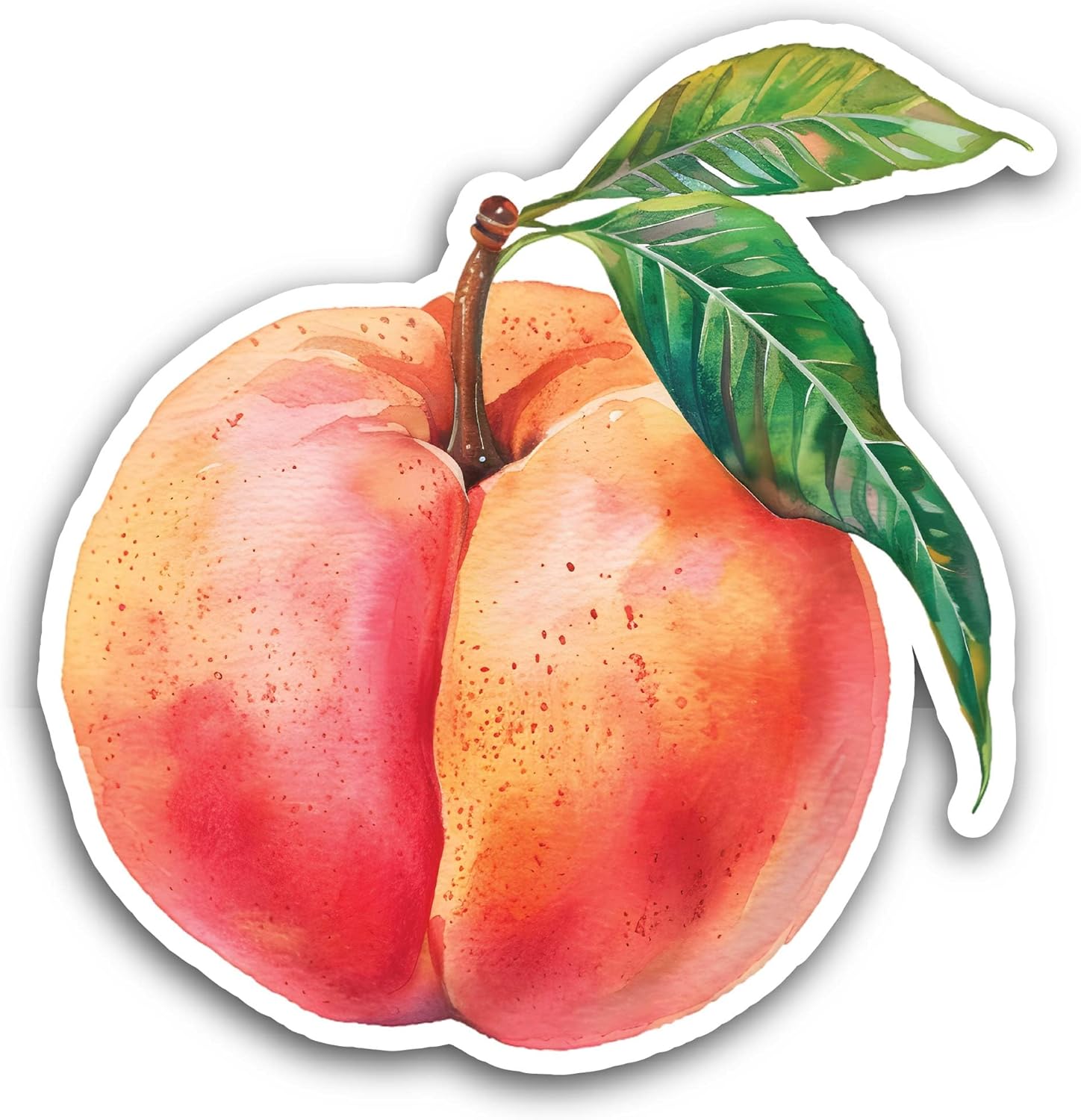 2 (Pieces) 3" and 5" Peach Fruit Sticker, Waterproof Vinyl Decals for Many Purpose Like Cars, Trucks, Laptops, Phones, Windows and More