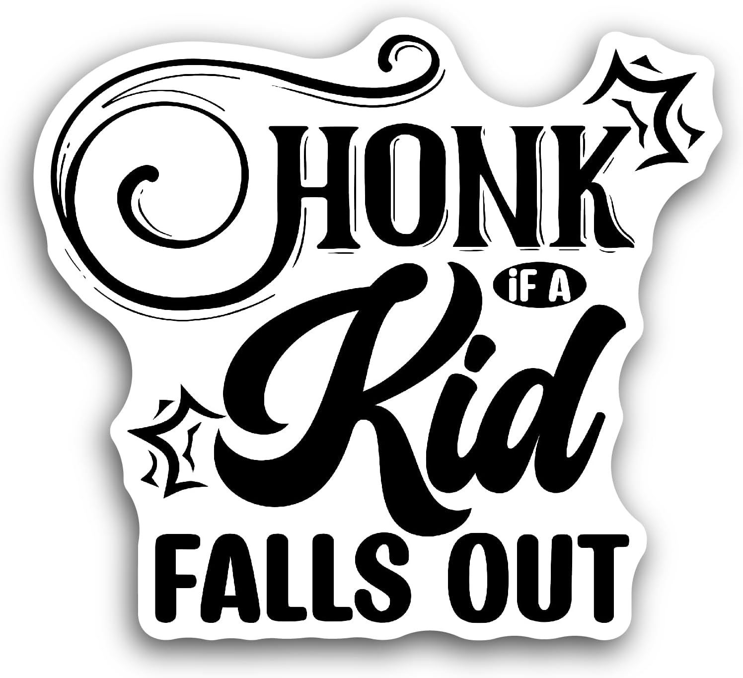 2 (Pieces) 3" and 5" Honk If A Kid Falls Out Sticker, Waterproof Vinyl Decals for Many Purpose Like Cars, Trucks, Laptops, Phones, Windows and More