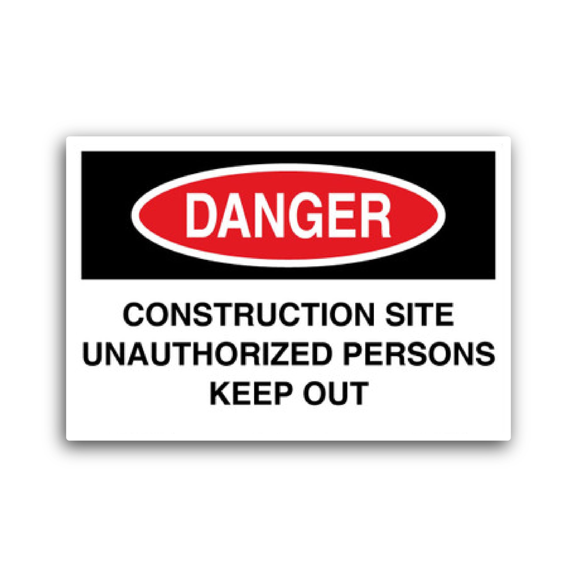 2 (Pieces) 3" and 5" Danger Construction Site Unauthorized Persons Keep Out Sticker, Waterproof Viny