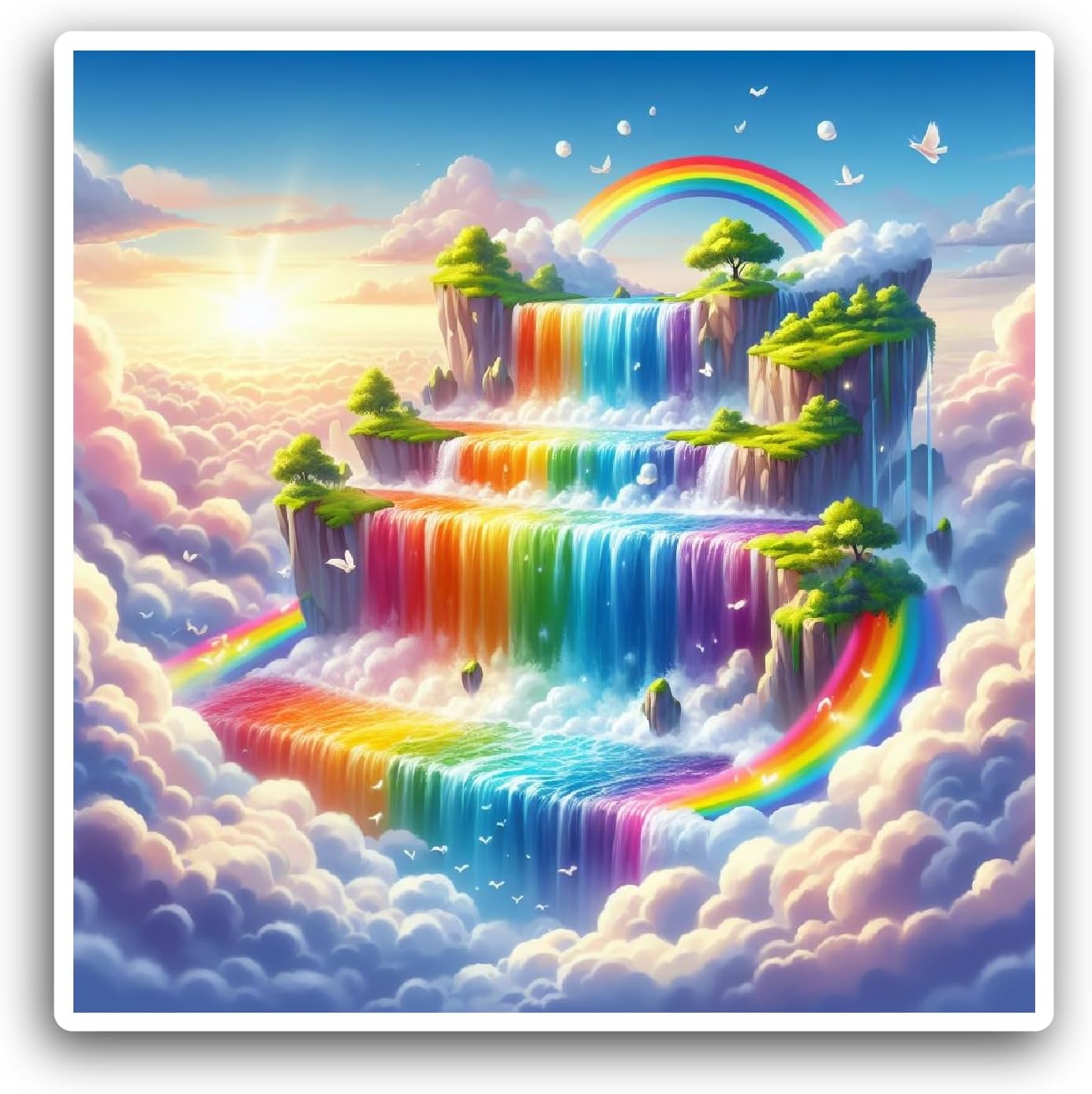 2 (Pieces) 3" and 5" Cascading Waterfall Sticker, Waterproof Vinyl Decals for Many Purpose Like Cars, Trucks, Laptops, Phones, Windows and More