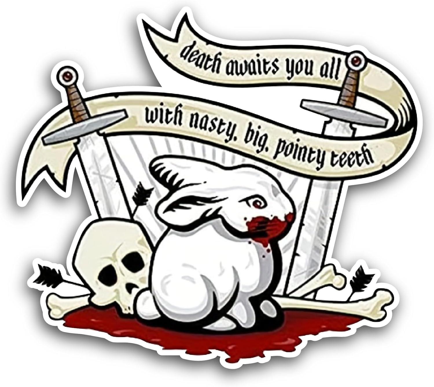 2 (Pieces) 3" and 5" Rabbit of Caerbann0g Sticker, Waterproof Vinyl Decals for Many Purpose Like Cars, Trucks, Laptops, Phones, Windows and More