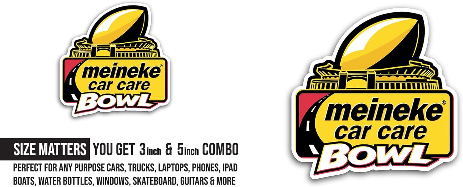 2 (Pieces) 3" and 5" Meineke Car Care B0wl Sticker, Waterproof Vinyl Decals for Many Purpose Like Cars, Trucks, Laptops, Phones, Windows and More