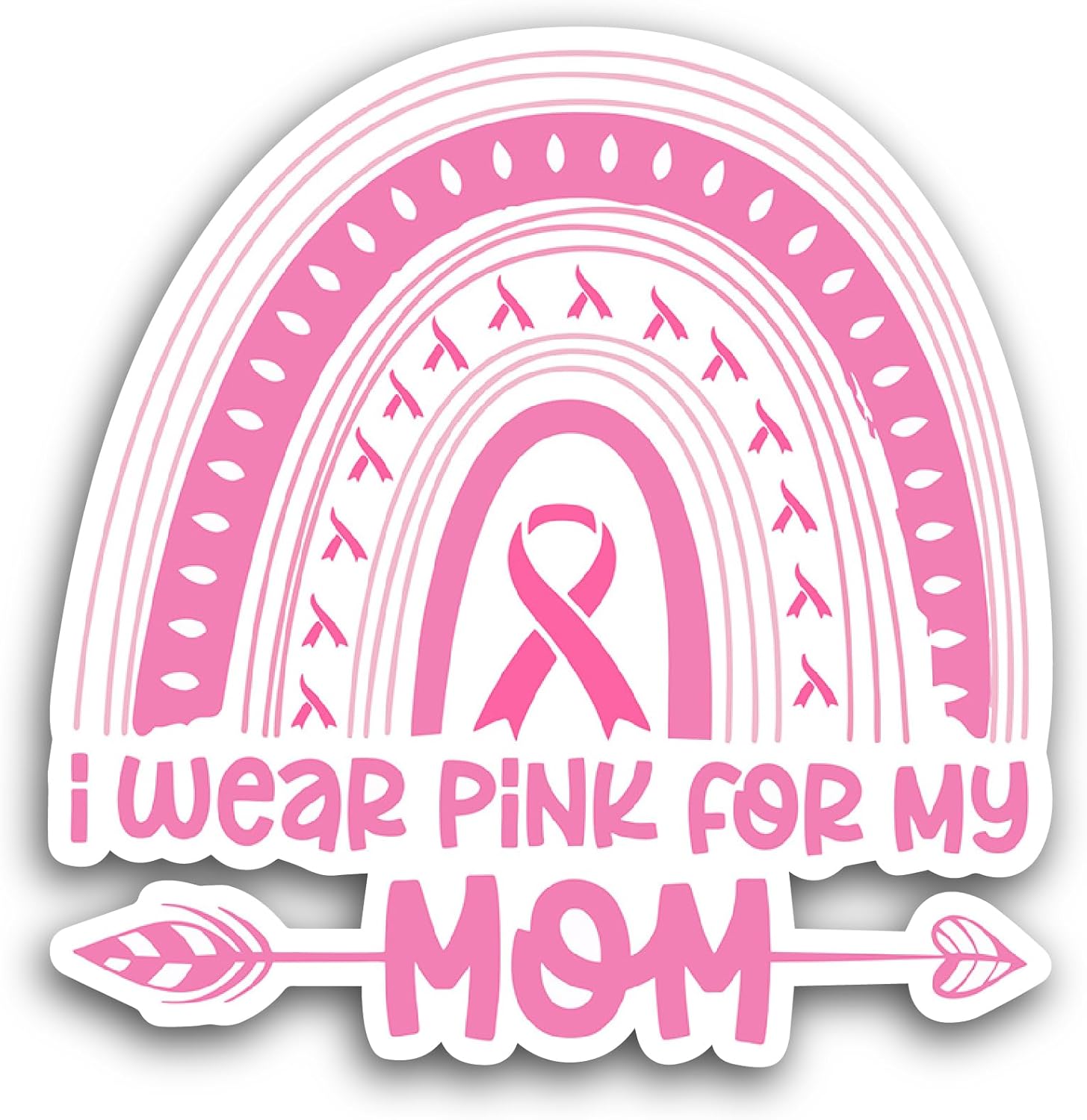 2 (Pieces) 3" and 5" I Wear Pink for My Mom Sticker, Waterproof Vinyl Decals for Many Purpose Like Cars, Trucks, Laptops, Phones, Windows and More