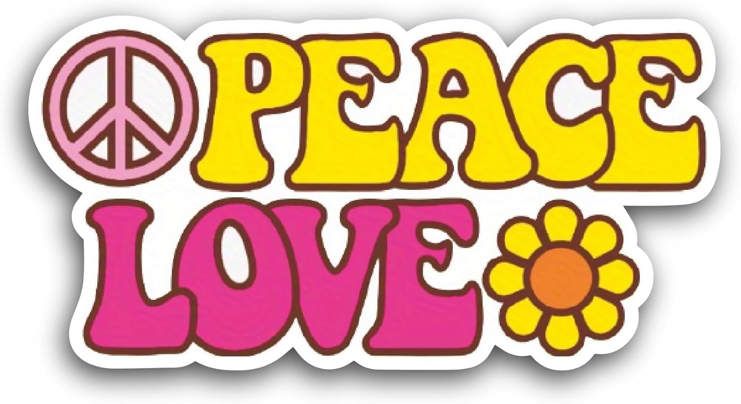 2 (Pieces) 3" and 5" Peace Love Sticker, Waterproof Vinyl Decals for Many Purpose Like Cars, Trucks, Laptops, Phones, Windows and More
