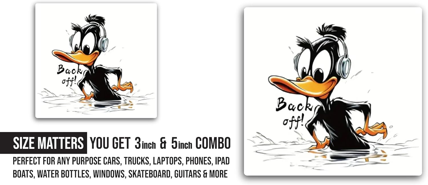 2 (Pieces) 3" and 5" Black Duck Sticker, Waterproof Vinyl Decals for Many Purpose Like Cars, Trucks, Laptops, Phones, Windows and More