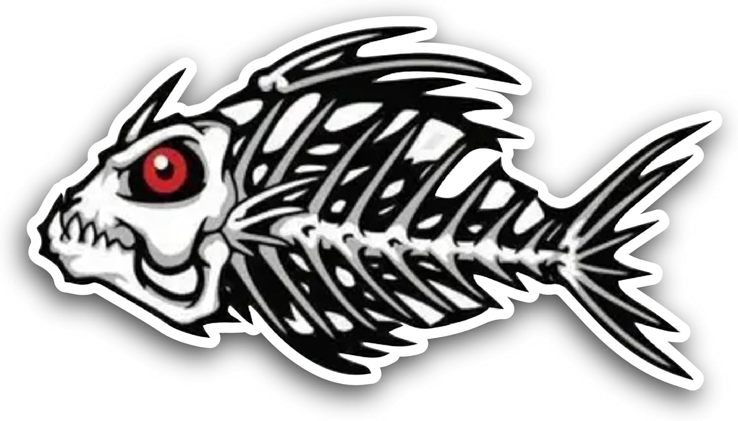 2 (Pieces) 3" and 5" Fish Bone Sticker, Waterproof Vinyl Decals for Many Purpose Like Cars, Trucks, Laptops, Phones, Windows and More
