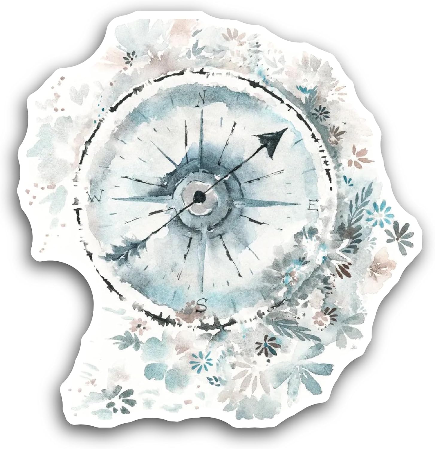 2 (Pieces) 3" and 5" Floral Compass Sticker, Waterproof Vinyl Decals for Many Purpose Like Cars, Trucks, Laptops, Phones, Windows and More
