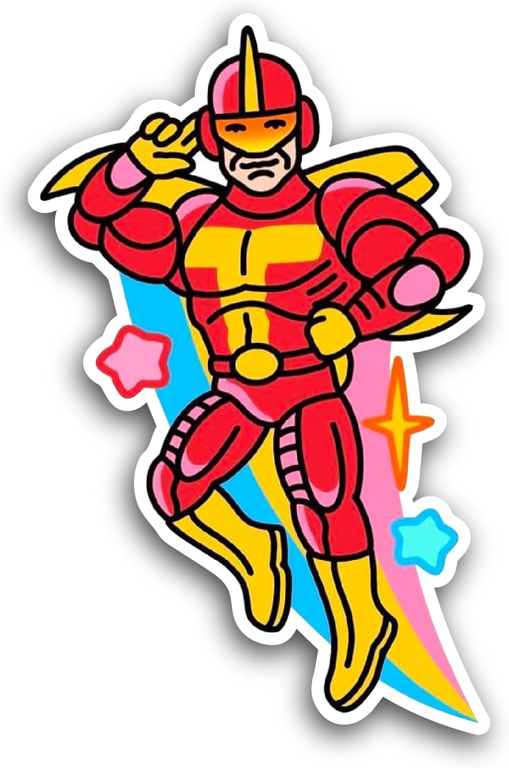 2 (Pieces) 3" and 5" Superhero in Red Suit Sticker, Waterproof Vinyl Decals for Many Purpose Like Cars, Trucks, Laptops, Phones, Windows and More