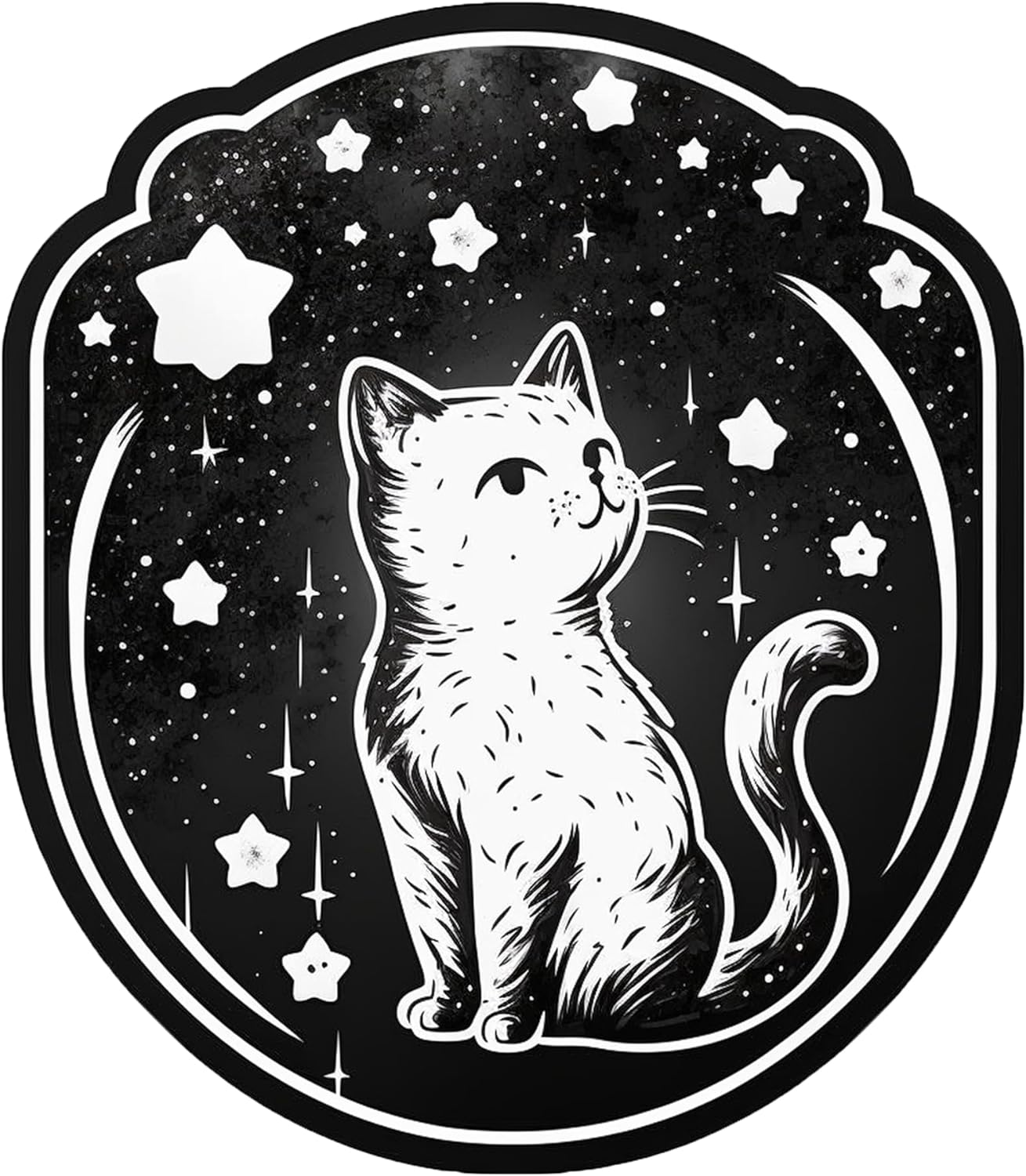 Inspirational Quote "Cat and Star Sketch" Motivational Sticker Vinyl Decal Motivation Stickers- 5" Vinyl Sticker Waterproof