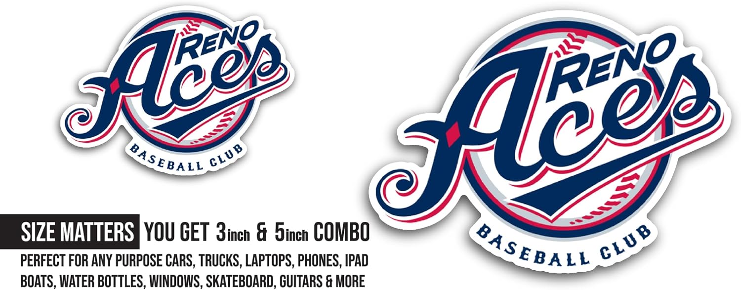 2 (Pieces) 3" and 5" Ren0 Baseball Logo Decal Sticker, Waterproof Vinyl Decals for Many Purpose Like Cars, Trucks, Laptops, Phones, Windows and More