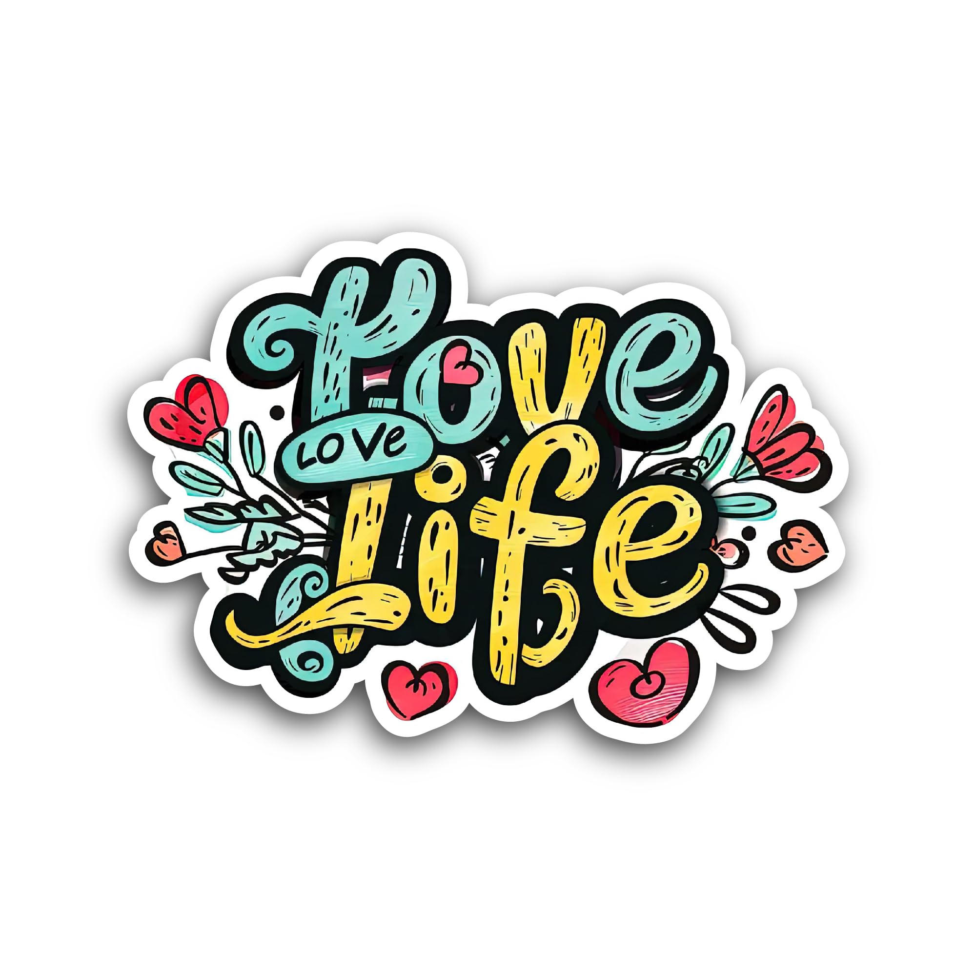 2 (Pieces) 3" and 5" Love Life Text Sticker, Waterproof Vinyl Decals for Many Purpose Like Cars, Tru