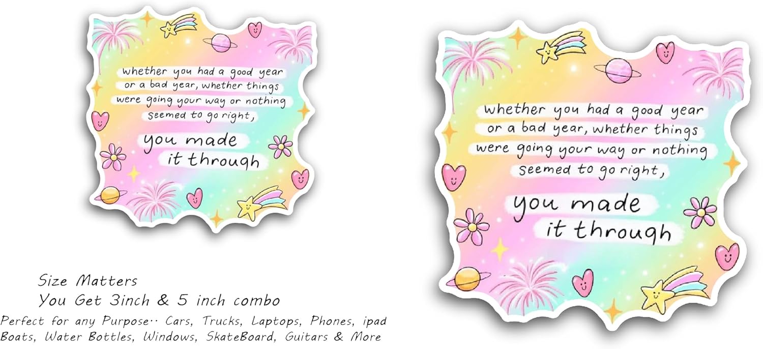 2 (Pieces) 3" and 5" Motivational Text Sticker, Waterproof Vinyl Decals for Many Purpose Like Cars, Trucks, Laptops, Phones, Windows and More