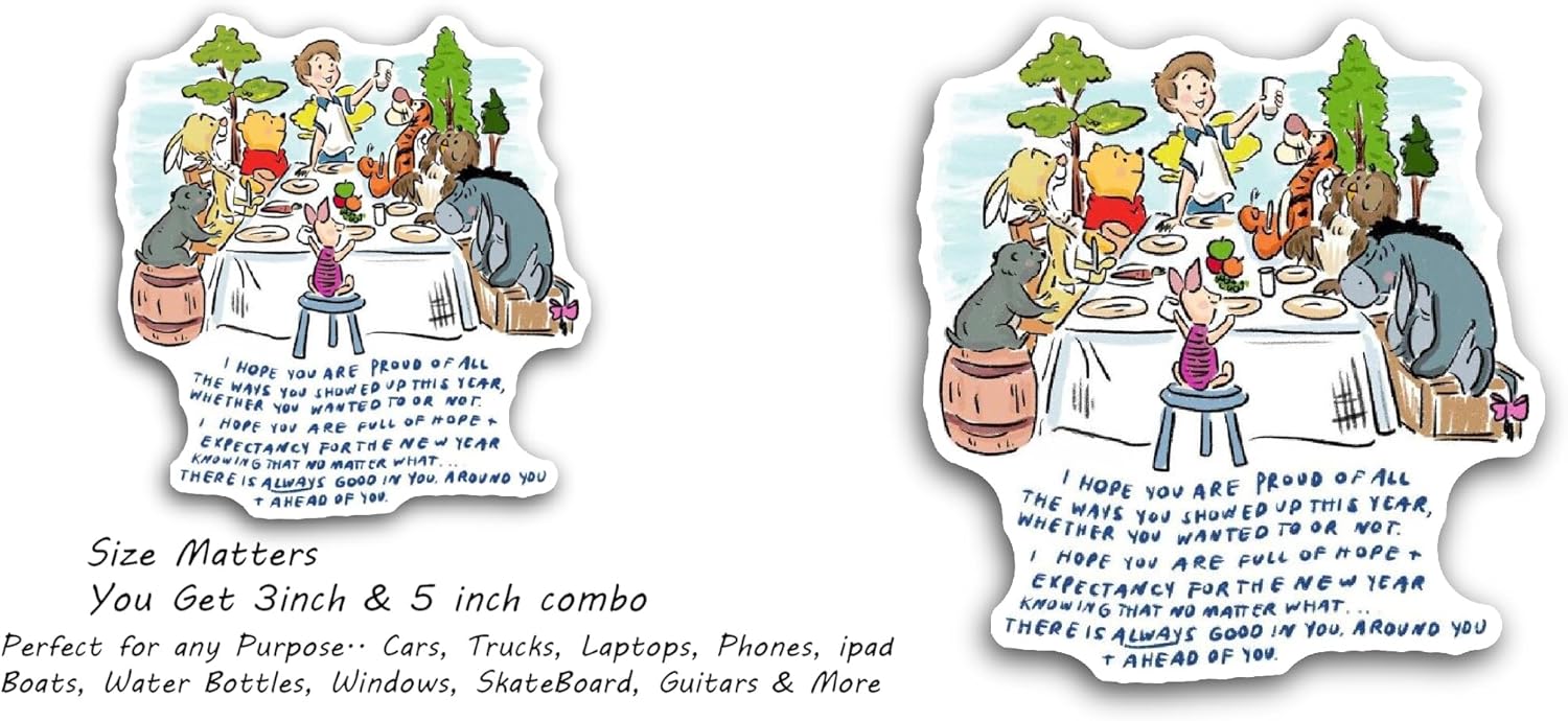 2 (Pieces) 3" and 5" Bear and Friends Sticker, Waterproof Vinyl Decals for Many Purpose Like Cars, Trucks, Laptops, Phones, Windows and More