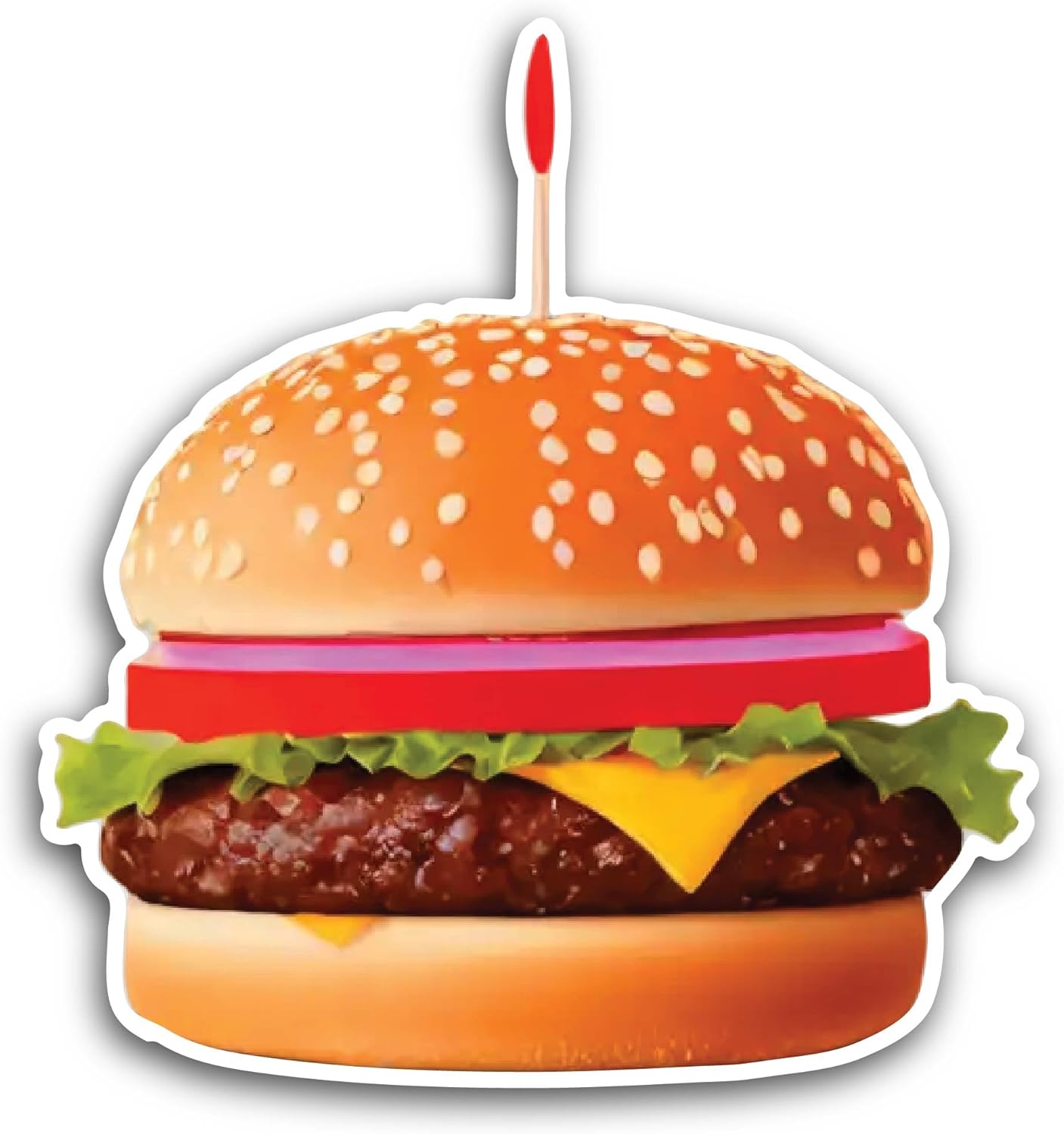 2 (Pieces) 3" and 5" Burger Sticker, Waterproof Vinyl Decals for Many Purpose Like Cars, Trucks, Laptops, Phones, Windows and More