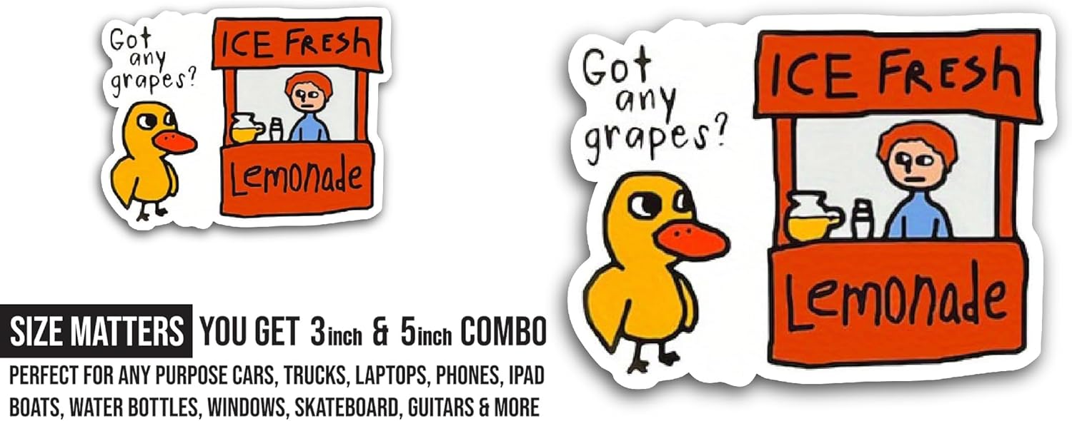 2 (Pieces) 3" and 5" Ice Fresh Lemonade Sticker, Waterproof Vinyl Decals for Many Purpose Like Cars, Trucks, Laptops, Phones, Windows and More