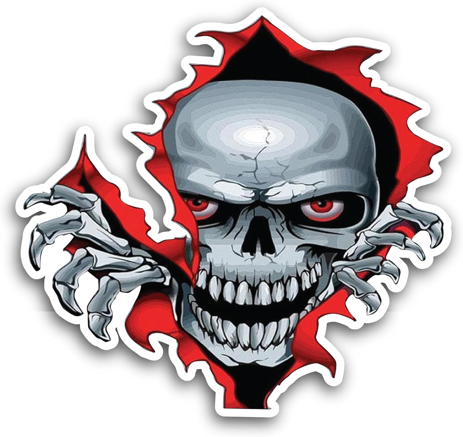 2 (Pieces) 3" and 5" Skull Head Sticker, Waterproof Vinyl Decals for Many Purpose Like Cars, Trucks, Laptops, Phones, Windows and More