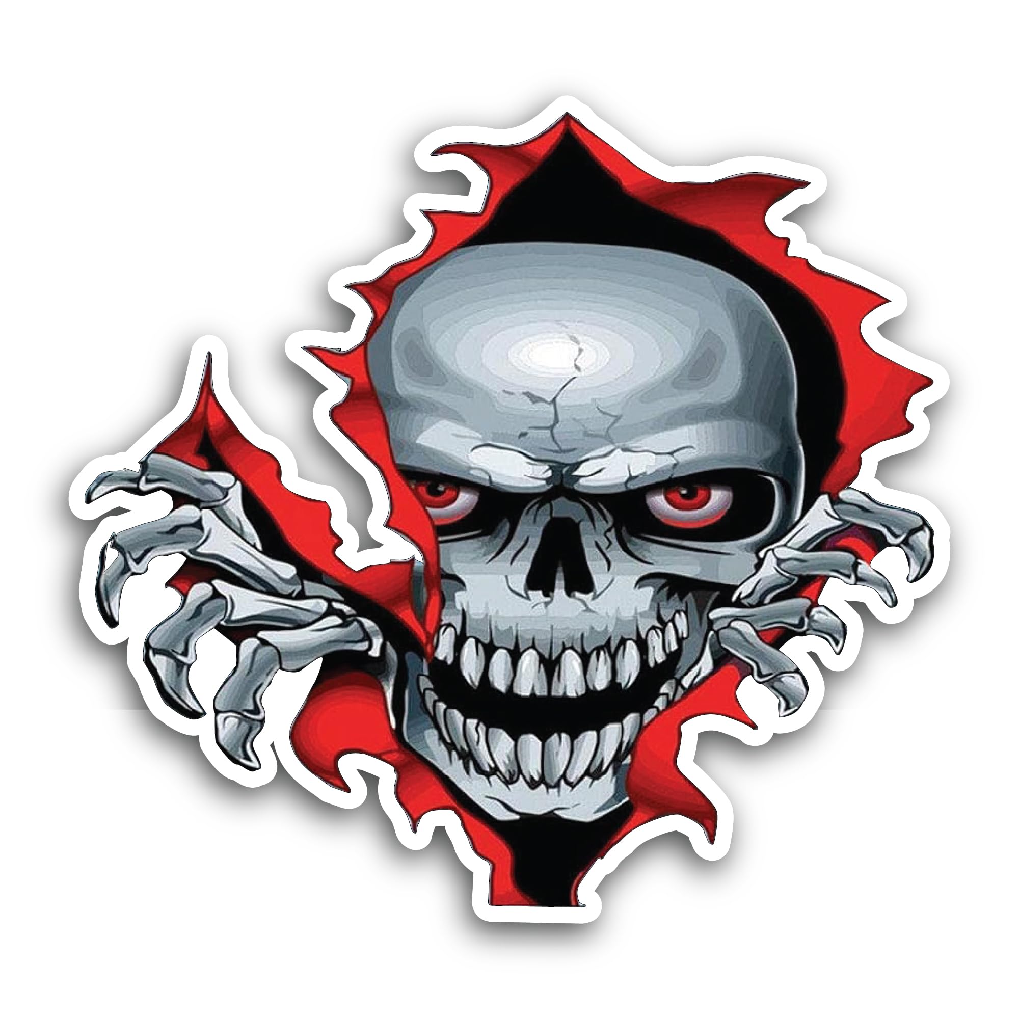 2 (Pieces) 3" and 5" Skull Head Sticker, Waterproof Vinyl Decals for Many Purpose Like Cars, Trucks,