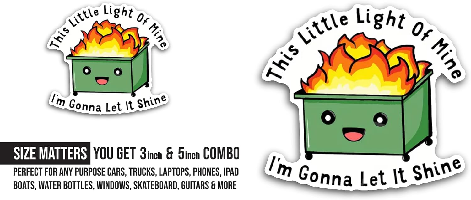 2 (Pieces) 3" and 5" This Little Light of Mine Sticker, Waterproof Vinyl Decals for Many Purpose Like Cars, Trucks, Laptops, Phones, Windows and More