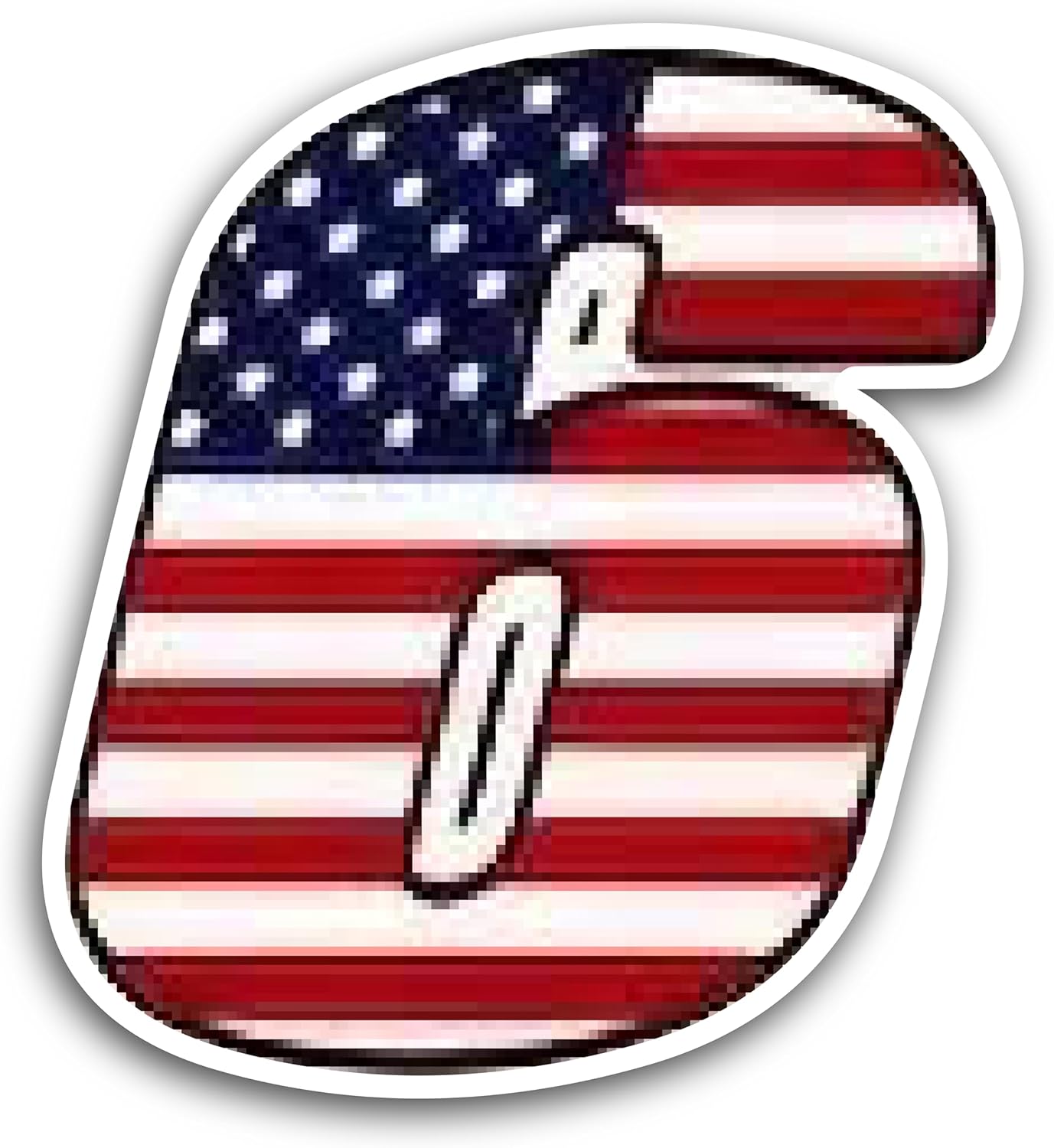 2 (Pieces) 3" and 5" Number Six in American Flag Color Decal Sticker, Waterproof Vinyl Decals for Many Purpose Like Cars, Trucks, Laptops, Phones, Windows and More