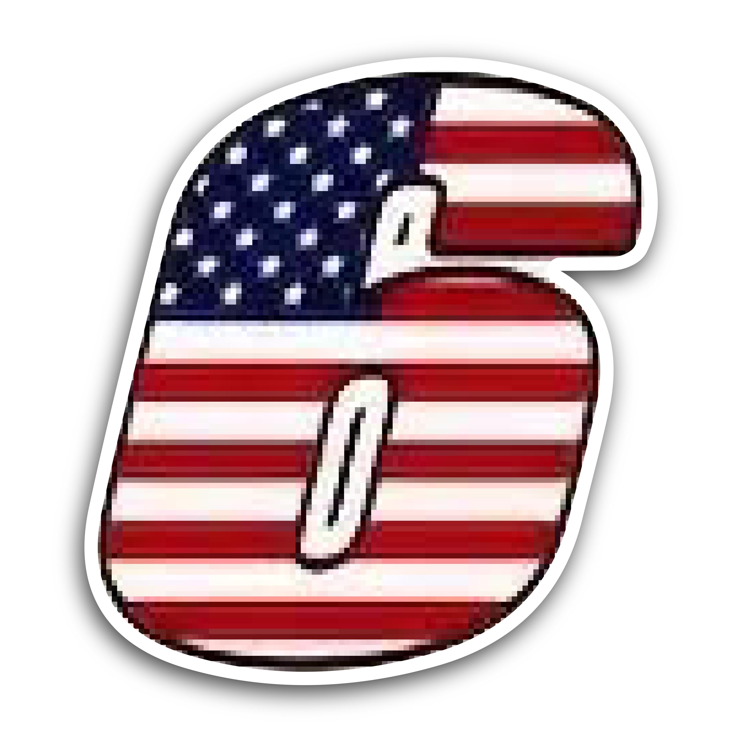 2 (Pieces) 3" and 5" Number Six in American Flag Color Decal Sticker, Waterproof Vinyl Decals for Ma
