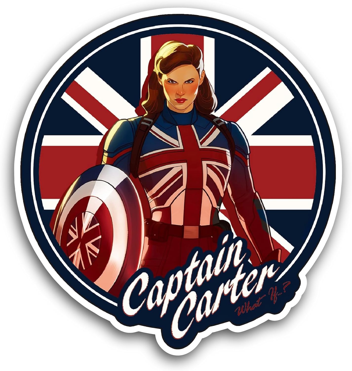 2 (Pieces) 3" and 5" Captain Carter Sticker, Waterproof Vinyl Decals for Many Purpose Like Cars, Trucks, Laptops, Phones, Windows and More