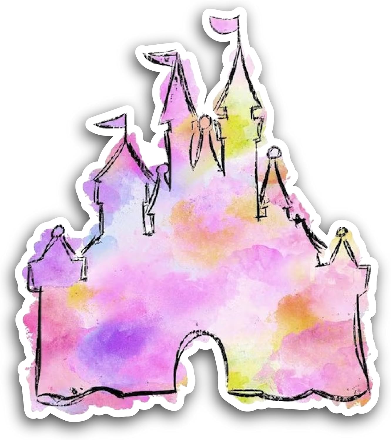 2 (Pieces) 3" and 5" Colorful Castle Sticker, Waterproof Vinyl Decals for Many Purpose Like Cars, Trucks, Laptops, Phones, Windows and More