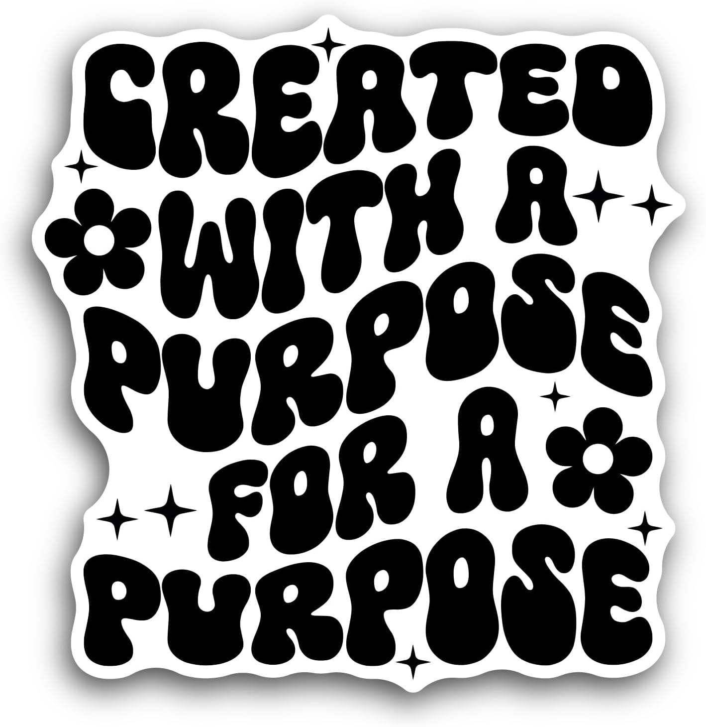 2 (Pieces) 3" and 5" Created with A Purpose Sticker, Waterproof Vinyl Decals for Many Purpose Like Cars, Trucks, Laptops, Phones, Windows and More