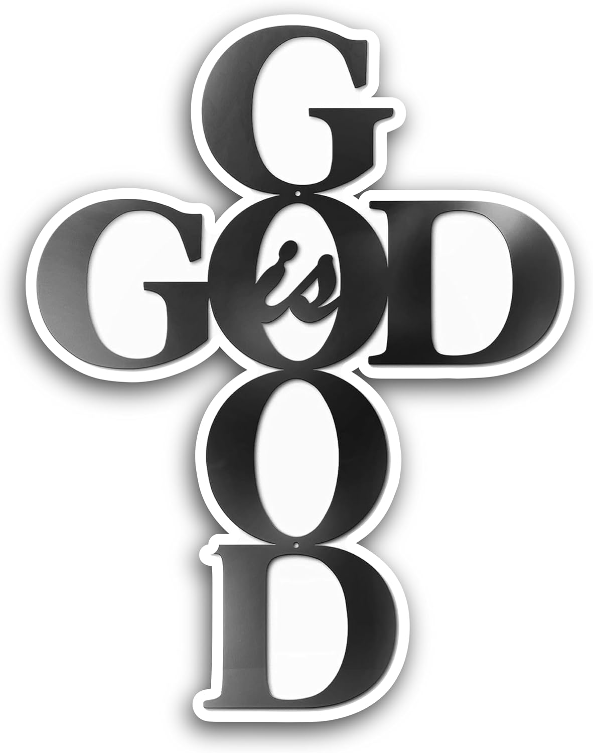 2 (Pieces) 3" and 5" God is Good Metal Wall Art Sticker,Waterproof Vinyl Decals for Many Purpose Like Cars, Trucks, Laptops, Phones, Windows and More