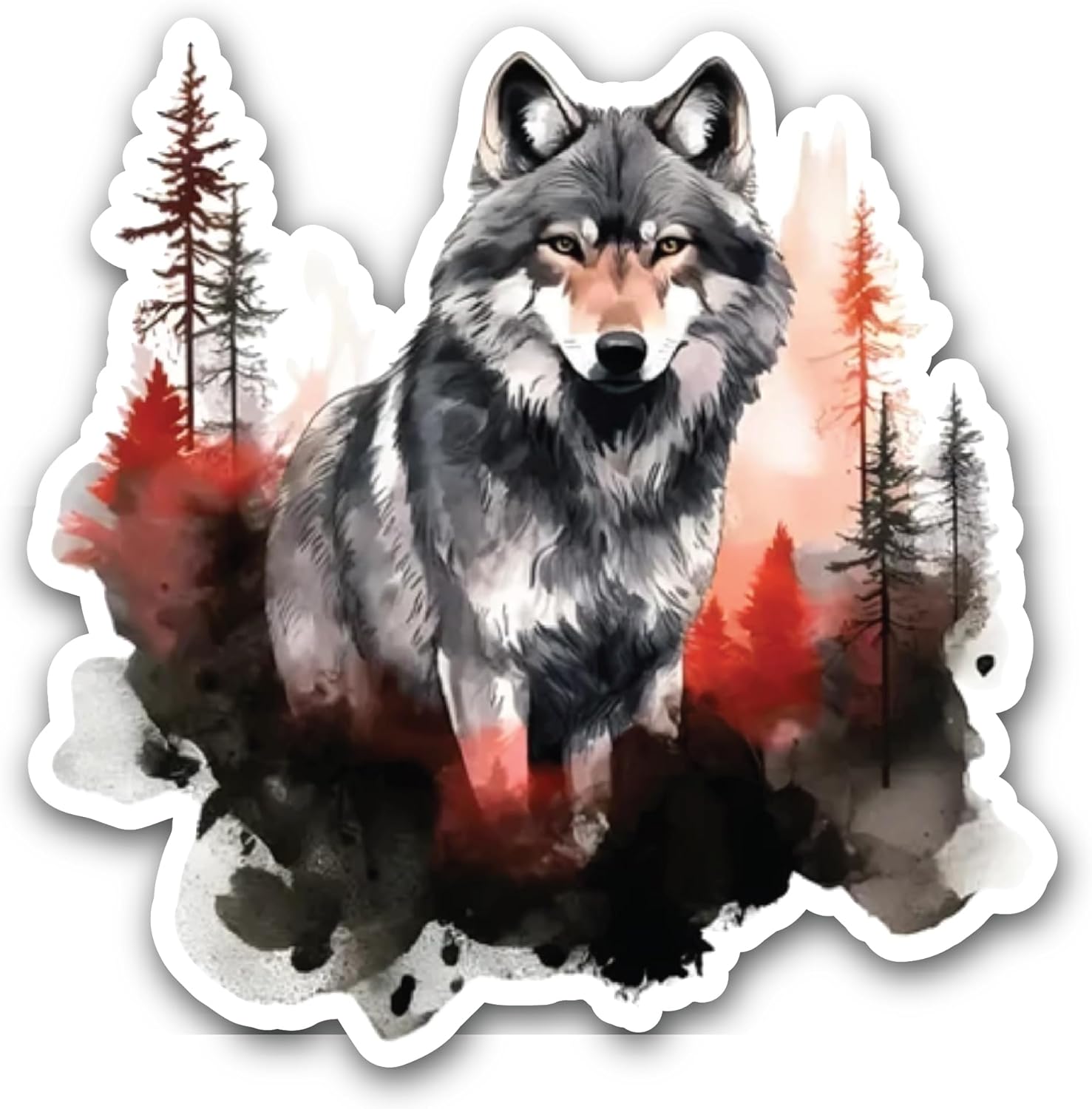 2 (Pieces) 3" and 5" Wolf Sticker, Waterproof Vinyl Decals for Many Purpose Like Cars, Trucks, Laptops, Phones, Windows and More