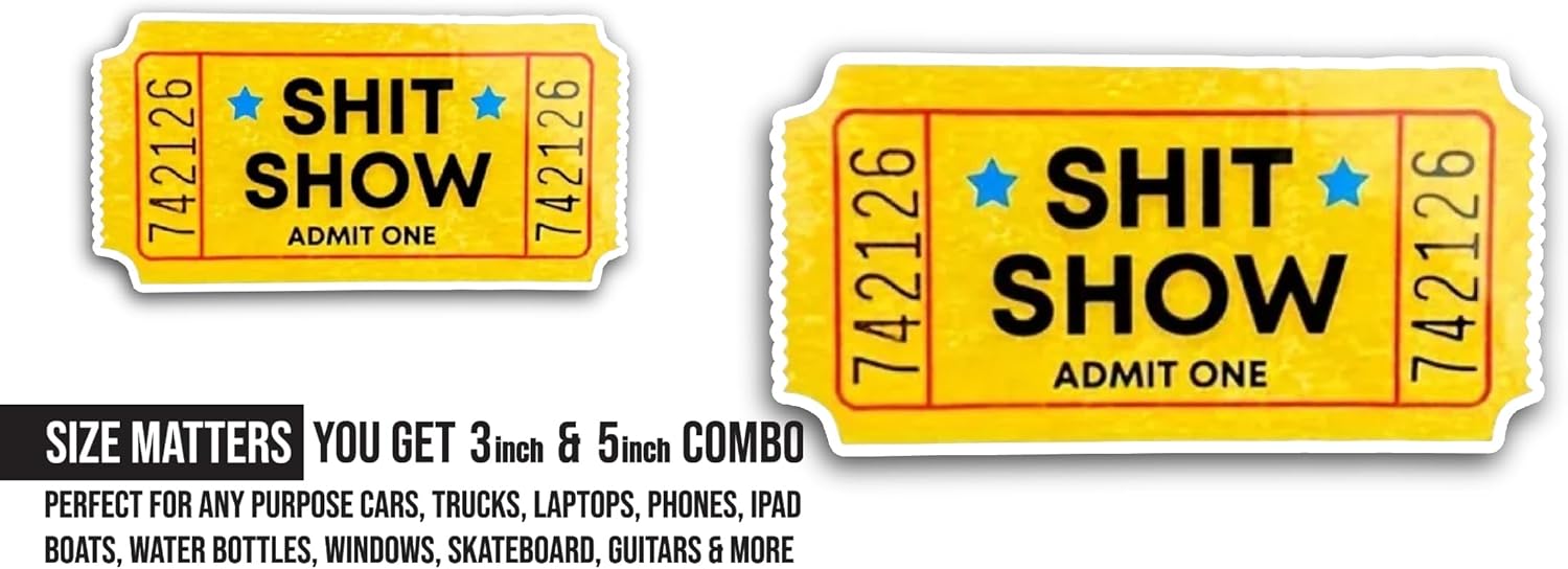 2 (Pieces) 3" and 5" Yellow Ticket Sticker, Waterproof Vinyl Decals for Many Purpose Like Cars, Trucks, Laptops, Phones, Windows and More