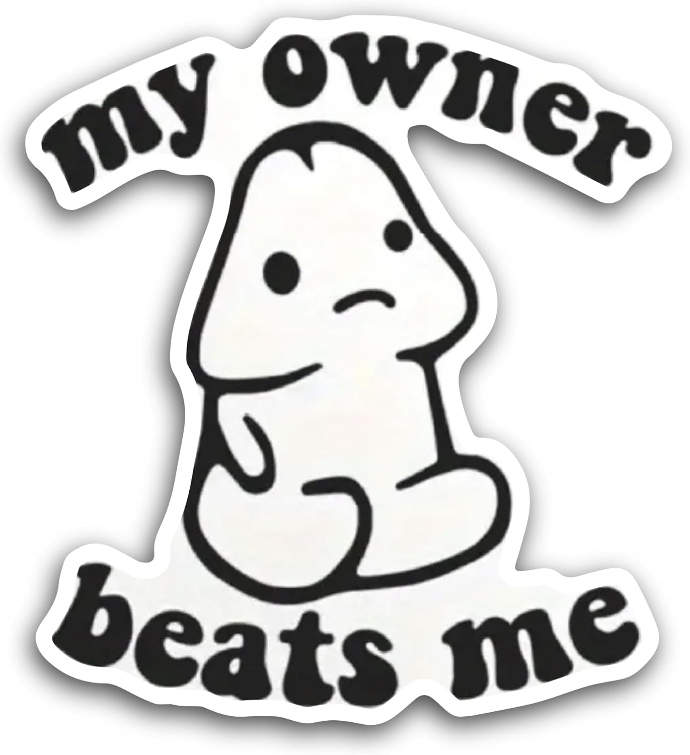 2 (Pieces) 3" and 5" My Owner Beats Me Sticker, Waterproof Vinyl Decals for Many Purpose Like Cars, Trucks, Laptops, Phones, Windows and More
