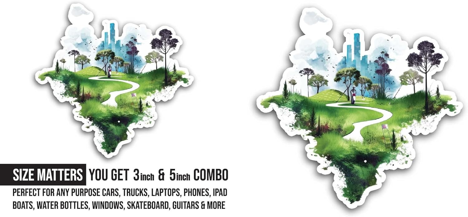 2 (Pieces) 3" and 5" Green City Sticker, Waterproof Vinyl Decals for Many Purpose Like Cars, Trucks, Laptops, Phones, Windows and More