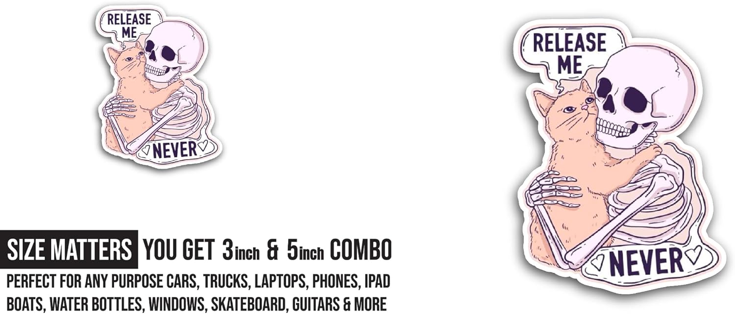 2 (Pieces) 3" and 5" Release Me Sticker, Waterproof Vinyl Decals for Many Purpose Like Cars, Trucks, Laptops, Phones, Windows and More